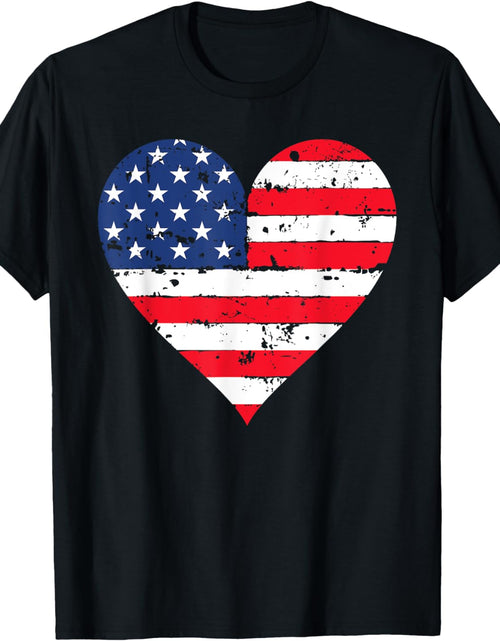 Load image into Gallery viewer, American Flag Heart 4Th of July USA Patriotic Pride T-Shirt
