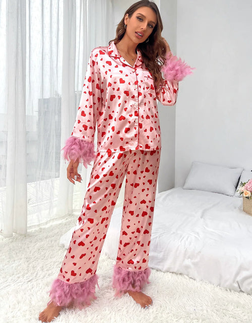 Load image into Gallery viewer, Women Loving Heart Printed Casual Suit Pajamas
