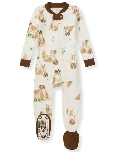 Load image into Gallery viewer, Burt&#39;s Bees Baby Baby Boys&#39; Pajamas, Zip-Front Non-Slip Unisex Footed Sleeper Pjs, Organic Cotton 18 Months St Bernard Dog 1
