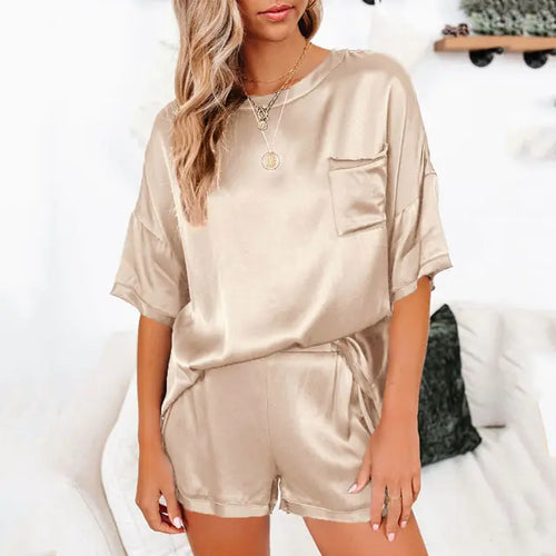 Load image into Gallery viewer, Summer Satin Pajamas Set Women
