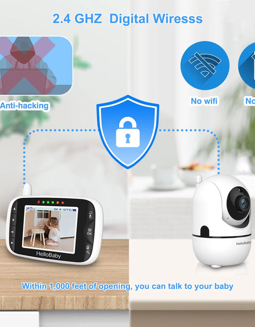 Load image into Gallery viewer, Baby Monitor with Remote Pan-Tilt-Zoom Camera, 3.2 Inch Video Baby Monitor HB65 with Camera and Audio, Night Vision, 2-Way Talk,Temperature Sensor, 960Ft Range
