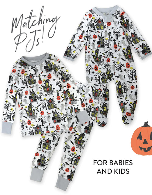 Load image into Gallery viewer, HonestBaby Sleep and Play Footed Pajamas One-Piece Sleeper Jumpsuit Zip-Front PJs Organic Cotton for Baby Boys, Unisex 1 Haunted House 0-3 Months
