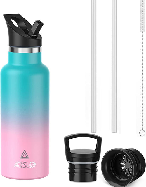 Load image into Gallery viewer, Stainless Steel Double Wall Water Bottle, Vacuum Insulated Bottle with Straw Lid, Insulated Water Bottle Keeps Water Cold for 24 Hours, Hot for 12 Hours, Hiking, Sports
