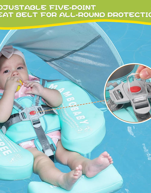 Load image into Gallery viewer, Baby Floats for Pool with Canopy Removable UPF 50+ UV Sun Protection Canopy Mambobaby Float Non Inflatable Upgrade Soft Waterproof Skin-Friendly Leather Material Infant Swim Float 3-24 Months
