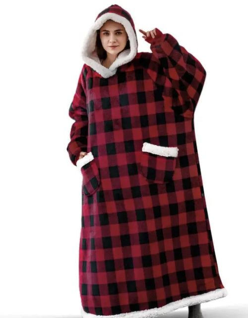 Load image into Gallery viewer, Cozy Hooded Flannel TV Blanket Sweatshirt Pajamas
