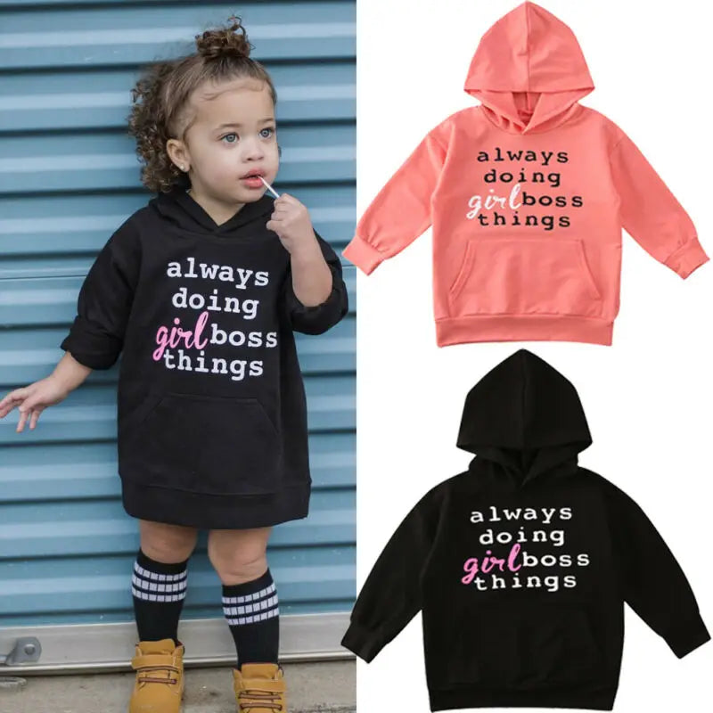 Toddler Baby Girls Winter Hooded Clothes Outfits 1-6Y Cotton Letter Print Long Sleeve Hoodie Top T-Shirt Tracksuit