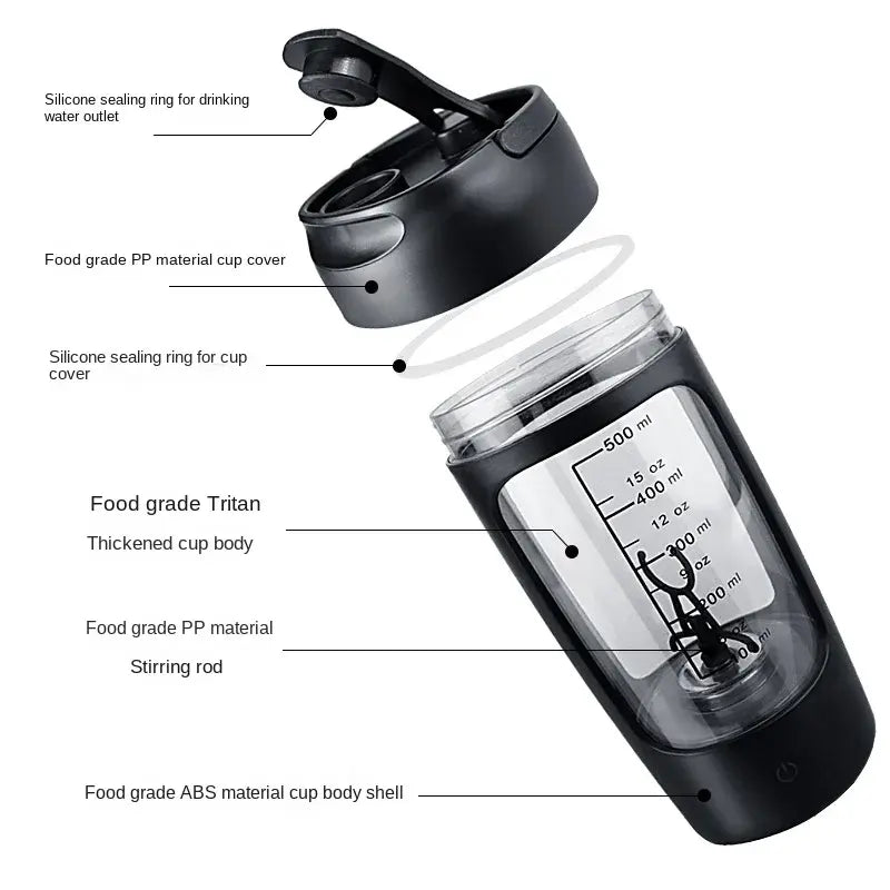 Electric Portable Whey Protein Shaker Bottle