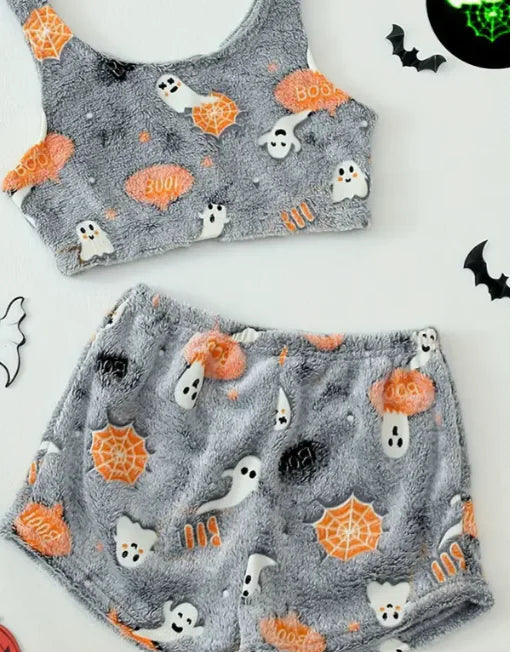 Women's Luminous Halloween Flannel Pajamas