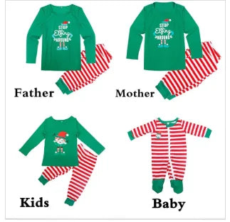 Load image into Gallery viewer, Christmas Pajamas Sets Striped Cartoon Print
