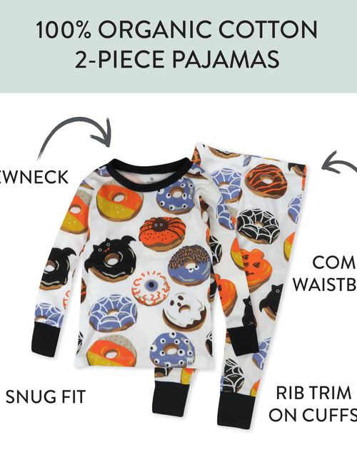 Load image into Gallery viewer, HonestBaby 2-Piece Pajamas Sleepwear PJs 100% Organic Cotton for Infant Baby and Toddler Boys &amp; Girls, Unisex 2T Spoo-oo-keey Donuts
