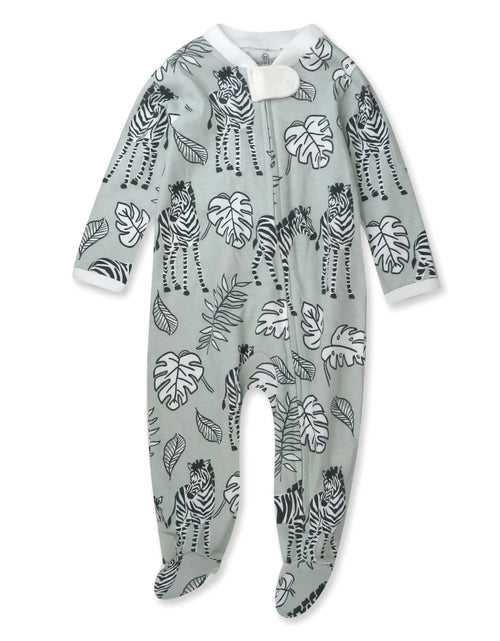 Load image into Gallery viewer, HonestBaby Baby Girls&#39; Sleep and Play Footed Pajamas One-Piece Sleeper Jumpsuit Zip-Front Cotton Pjs 1 Baby Zebra Camo 0-3 Months
