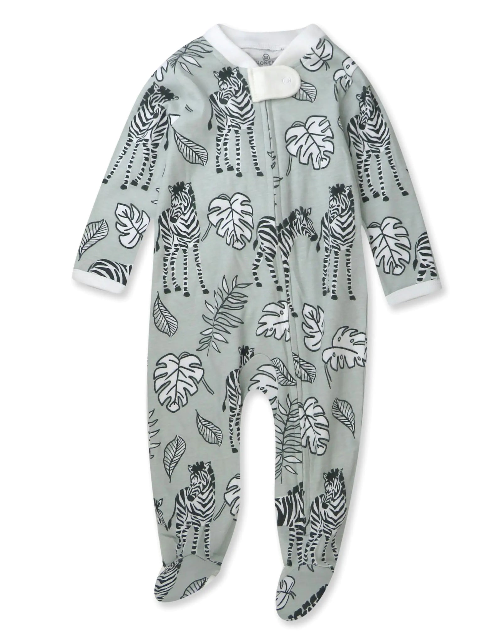 HonestBaby Baby Girls' Sleep and Play Footed Pajamas One-Piece Sleeper Jumpsuit Zip-Front Cotton Pjs 1 Baby Zebra Camo 0-3 Months