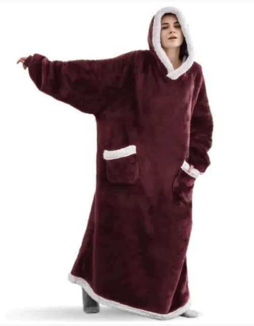 Load image into Gallery viewer, Cozy Hooded Flannel TV Blanket Sweatshirt Pajamas
