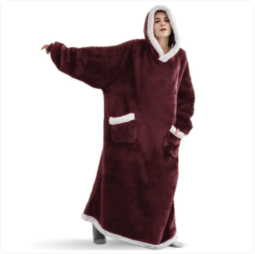 Cozy Hooded Flannel TV Blanket Sweatshirt Pajamas