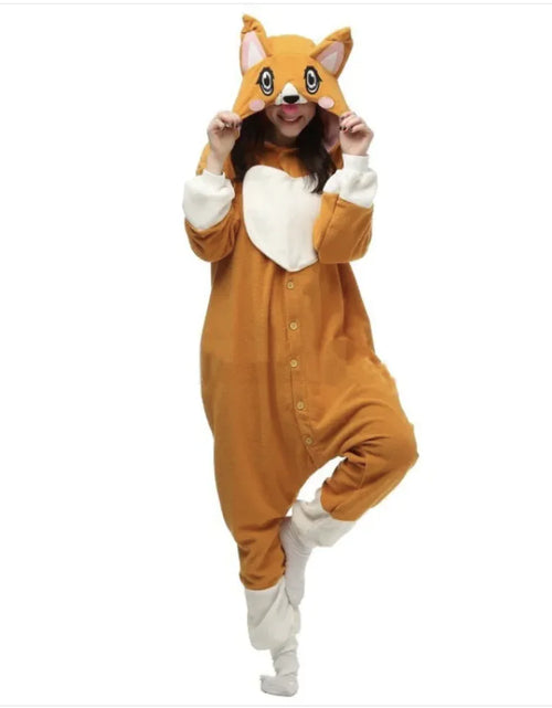 Load image into Gallery viewer, Adorable Big-Eyed Corgi Cartoon Animal Onesie Pajamas
