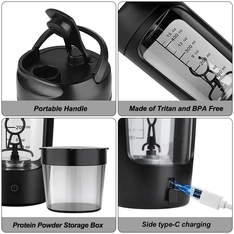 Electric Portable Whey Protein Shaker Bottle