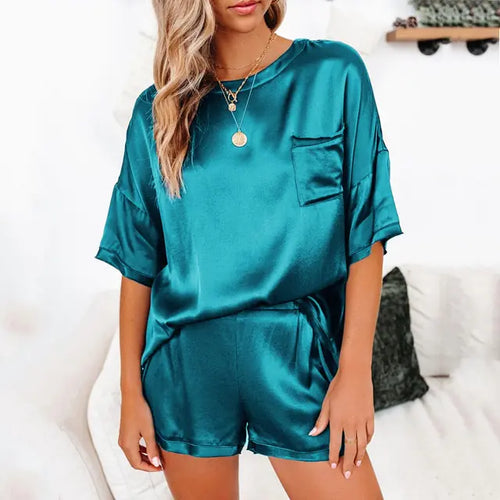 Load image into Gallery viewer, Summer Satin Pajamas Set Women
