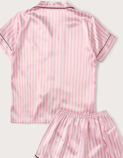 Load image into Gallery viewer, Two Piece Set Pajamas for Women Striped Satin Silk Sleepwear
