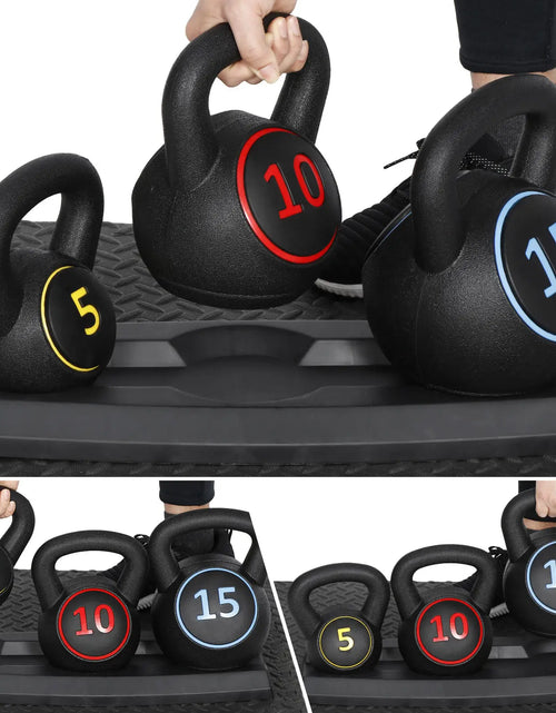 Load image into Gallery viewer, 3-Piece Kettlebell Set Fitness Strength Training Exercise with Base Home Gym
