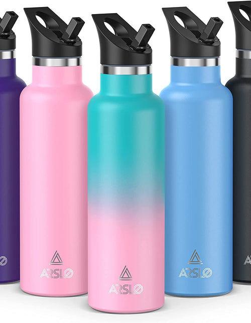 Load image into Gallery viewer, Stainless Steel Double Wall Water Bottle, Vacuum Insulated Bottle with Straw Lid, Insulated Water Bottle Keeps Water Cold for 24 Hours, Hot for 12 Hours, Hiking, Sports
