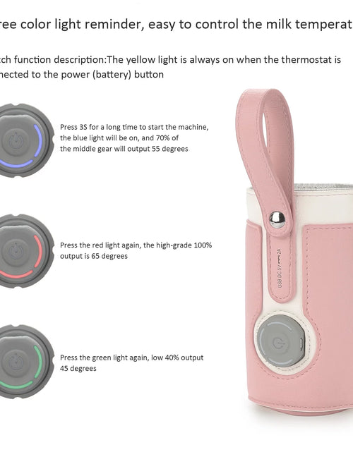 Load image into Gallery viewer, Portable Bottle Warmer,  Intelligent Bottle Warmer, Fast Charge, 3-Speed Temperature Regulation, Pink
