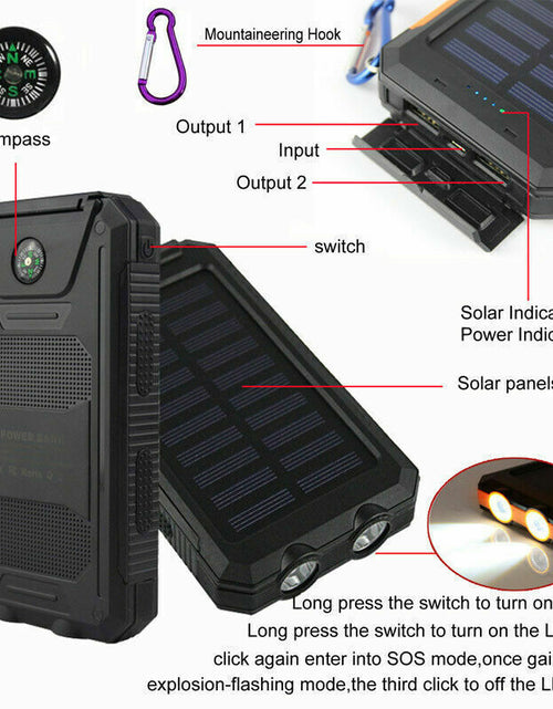 Load image into Gallery viewer, Super 20000Mah USB Portable Charger Solar Power Bank for Iphone Cell Phone 2024
