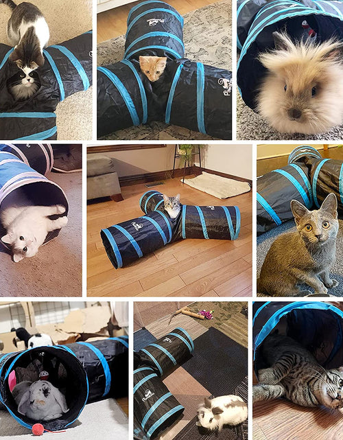 Load image into Gallery viewer, Cat Toys, Cat Tunnel Tube 3-Way Tunnels Extensible Collapsible Cat Play Tent Interactive Toy Maze Cat House Bed with Balls and Bells for Cat Kitten Kitty Rabbit Small Animal
