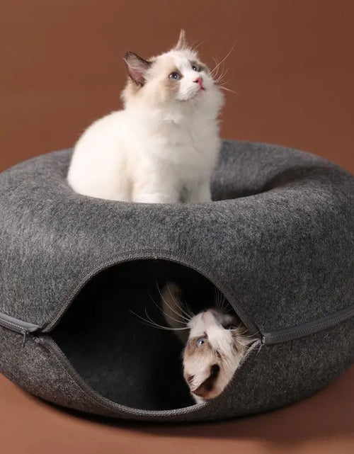 Load image into Gallery viewer, Donut Cat Bed Interactive Tunnel Pet Felt Indoor Toys Cats House Kitten Training Toy Cat Kennel Pets Supplies
