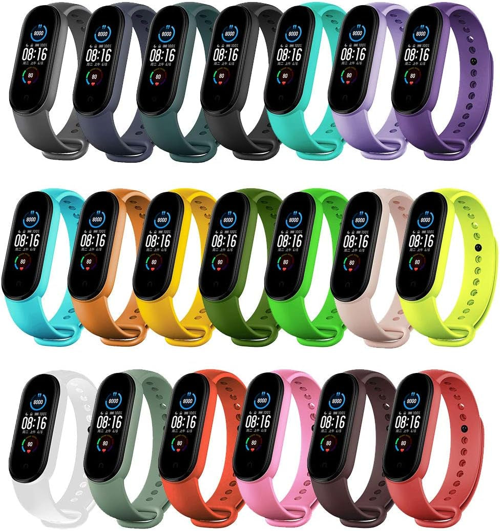 Replacement Bands Compatible with Xiaomi Mi Band 6/Xiaomi Mi Band 5/Amazfit Band 5, Soft Silicone Wristbands, Sport Adjustable Wrist Strap for Women Men