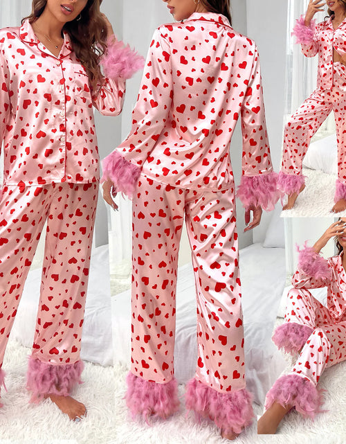 Load image into Gallery viewer, Women Loving Heart Printed Casual Suit Pajamas
