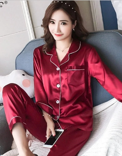 Load image into Gallery viewer, Women Silk Satin Pajamas
