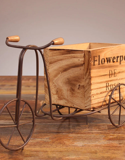 Load image into Gallery viewer, Wooden Bicycle-Shaped Flower Pot
