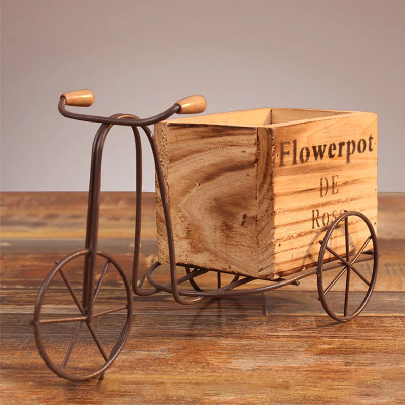 Wooden Bicycle-Shaped Flower Pot