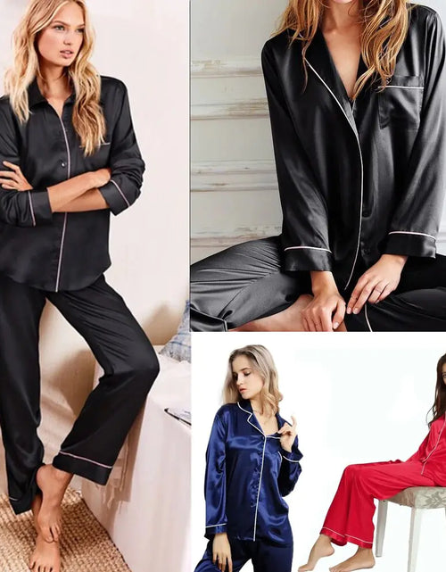 Load image into Gallery viewer, New Elegant Fashion Casual Women Lady Satin Pajamas Set
