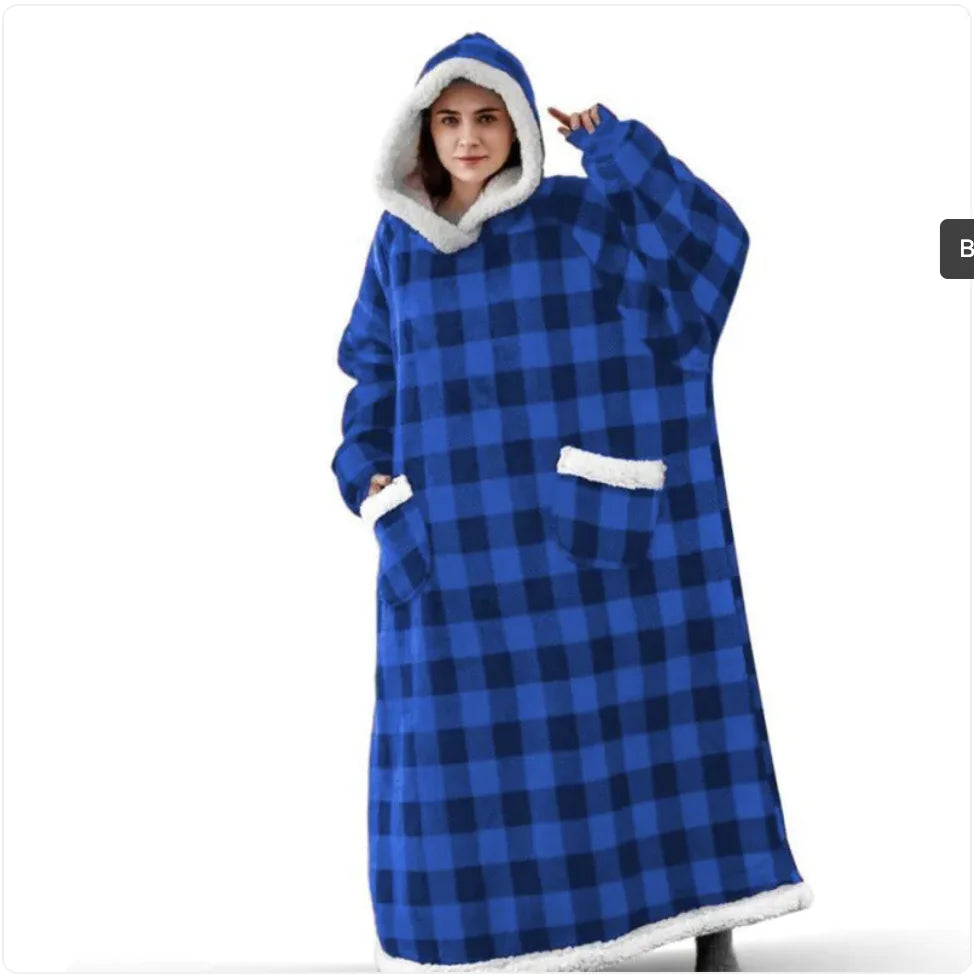 Cozy Hooded Flannel TV Blanket Sweatshirt Pajamas