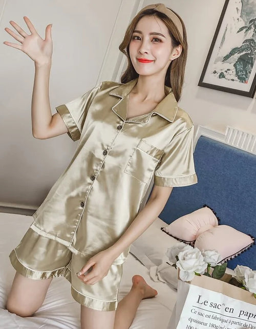 Load image into Gallery viewer, Women Silk Satin Pajamas
