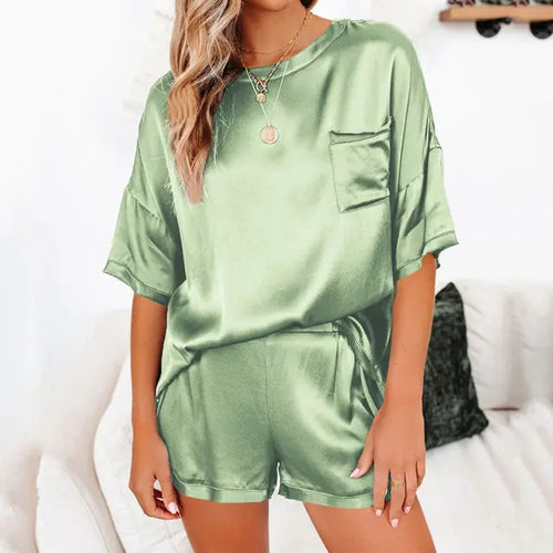 Load image into Gallery viewer, Summer Satin Pajamas Set Women
