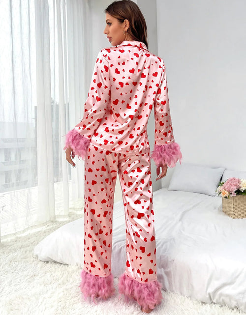 Load image into Gallery viewer, Women Loving Heart Printed Casual Suit Pajamas
